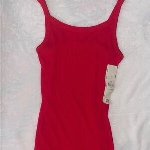 Rebrilliant Red Fitted Spaghetti Strap Sleeveless Tank Top
